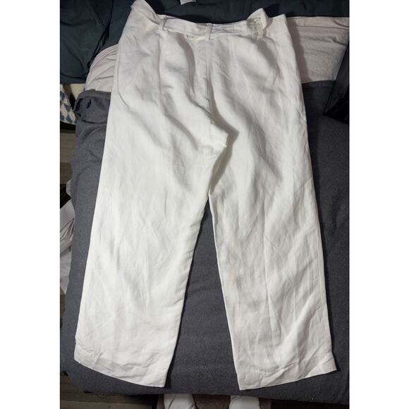NWT Calvin Klein Sz 20W White Linen Blend Lined Womans Pants Size Wide Leg NWT - Picture 9 of 9